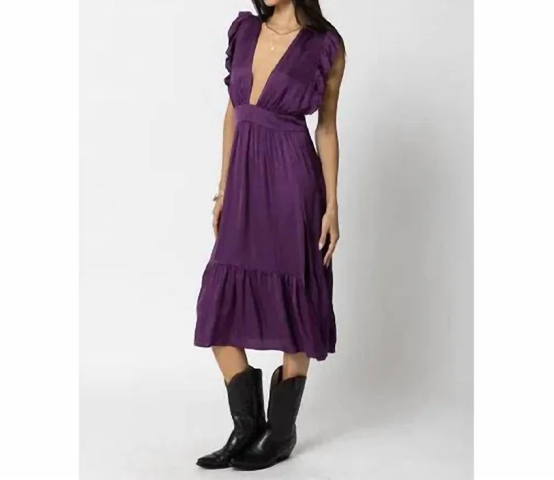 Women's Round-Neck DressesJessie Midi Dress In Purple