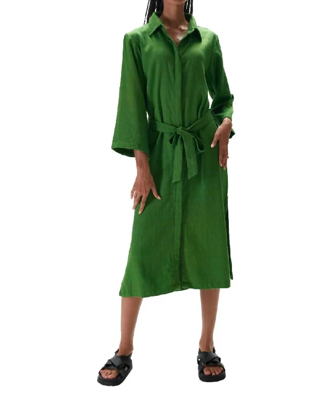 Women's Low-Neck DressesMara Midi Shirt Dress In Green