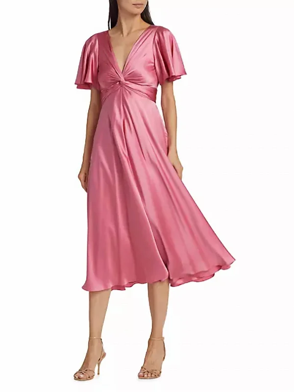 Women's Sheath DressesTwisted Silk Midi Dress In Rose