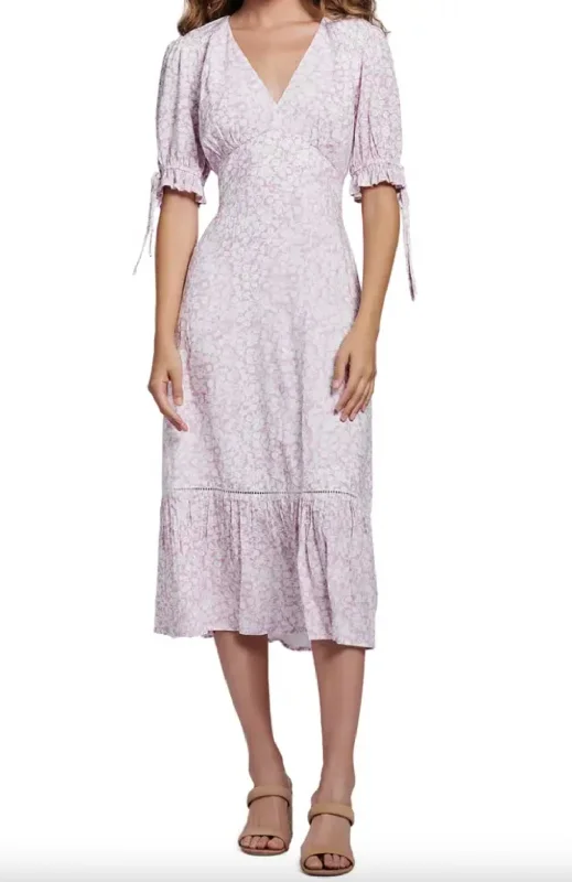 Women's Short-Sleeve DressesWinsome Orchid Midi Dress In Lavender White