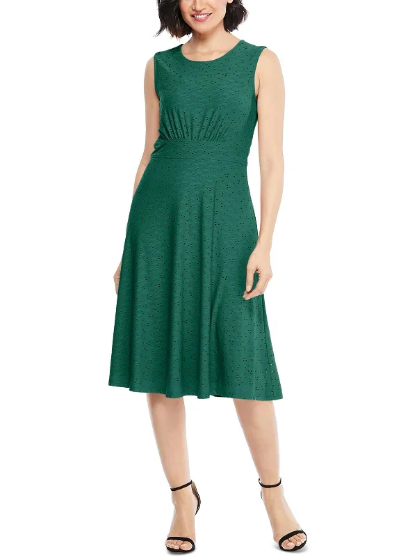 Women's V-Back DressesWomens Eyelet Knit Midi Dress