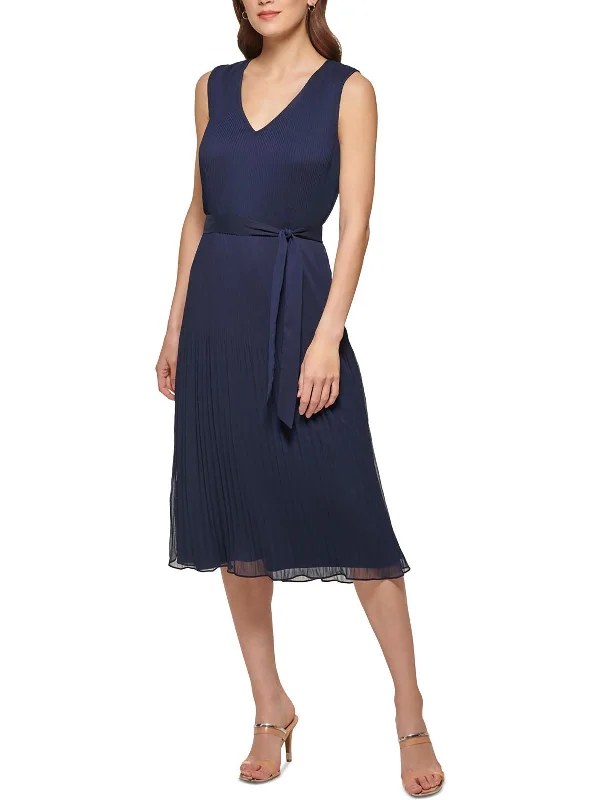 Women's Peter Pan Collar DressesWomens Pleated Polyester Midi Dress