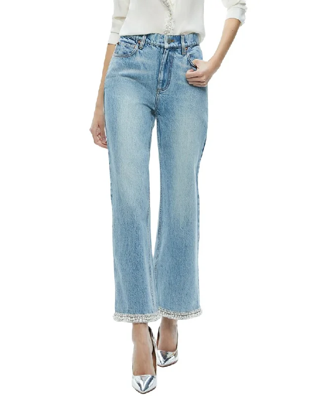 Women's Straight-Leg Pantsalice + olivia Ora High-Rise Embellished Jean