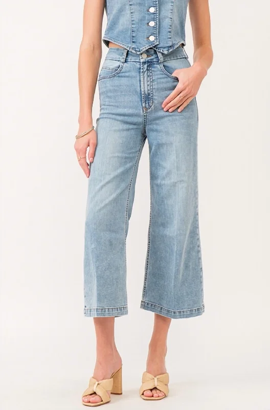 Women's Palazzo PantsAubrey Super Soft Wide Leg Cropped Jean In Chambray