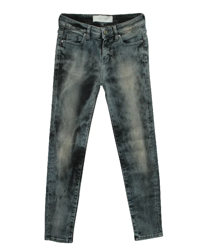 Women's Jodhpurs with Straight LegIro Acid-Washed Jeans in Blue Cotton