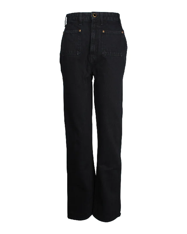 Women's Jodhpurs with Shawl CollarKhaite Isabella Rigid Straight Leg Jeans in Black Cotton