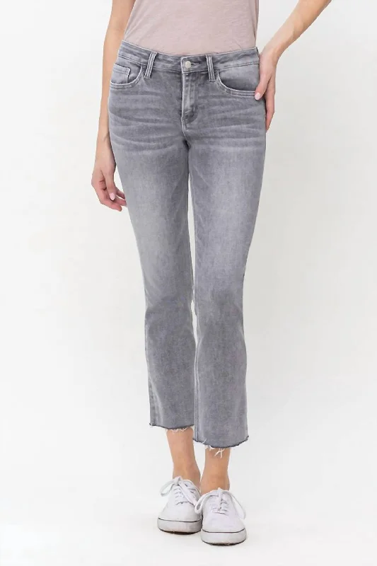 Women's SweatpantsMid Rise Crop Slim Straight Jeans In Faded Grey