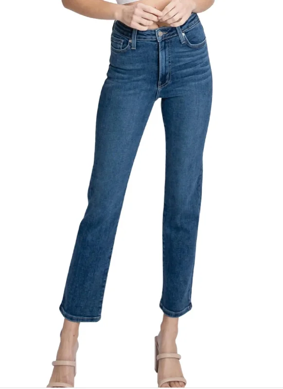 Women's Jodhpurs with Wide CollarSienna High Waist Straight Leg Ankle Jean In Dark Blue