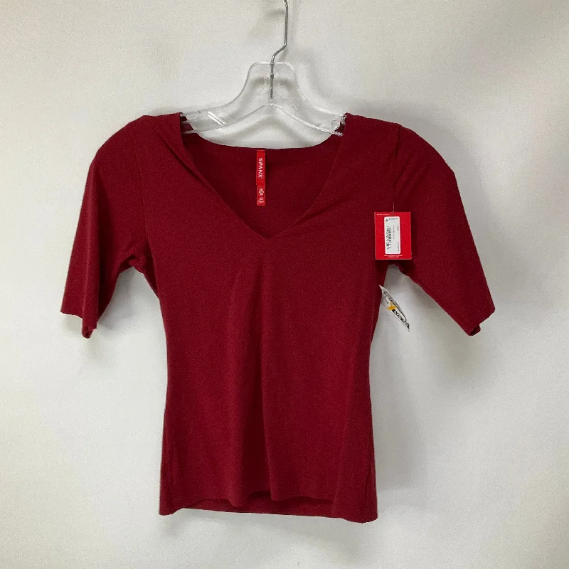 Women's Blouse with Low CollarTop 3/4 Sleeve By Spanx In Red, Size: Xs