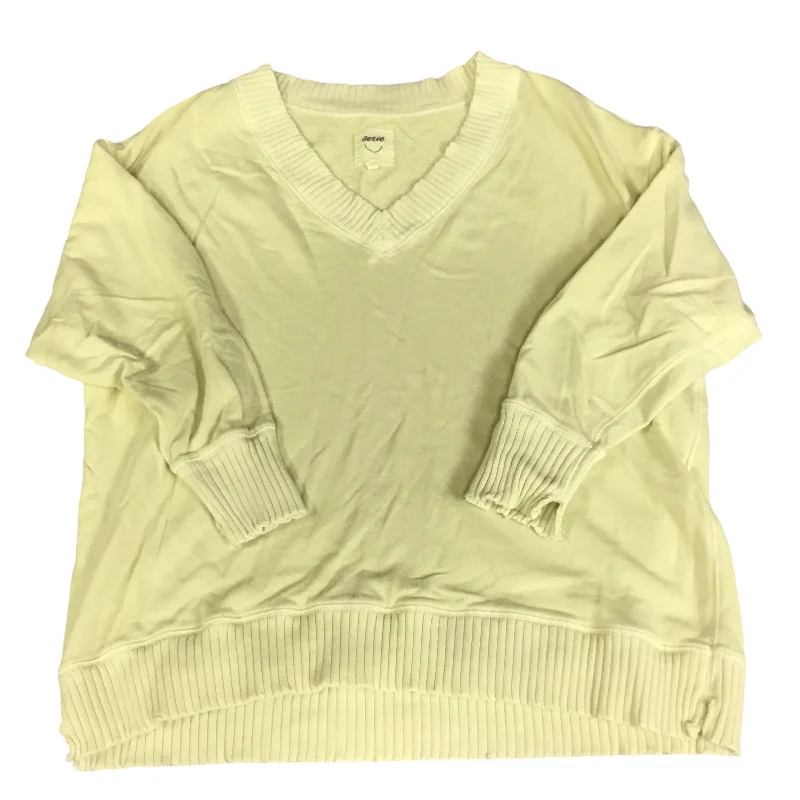 Women's Blouse with Sweetheart CollarTop Long Sleeve By Aerie In Yellow, Size: S