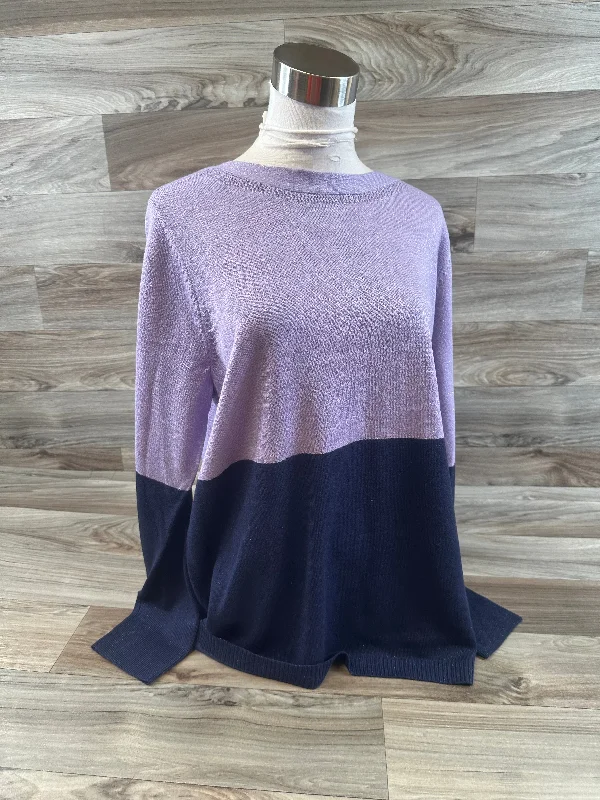 Women's Blouse with Boat CollarTop Long Sleeve By Apt 9 In Purple, Size: Xl