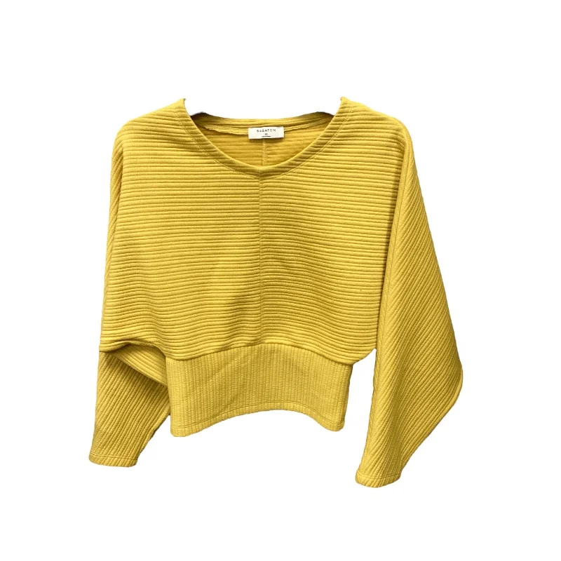 Women's Blouse with Notched CollarTop Long Sleeve By Babaton In Yellow, Size: Xs