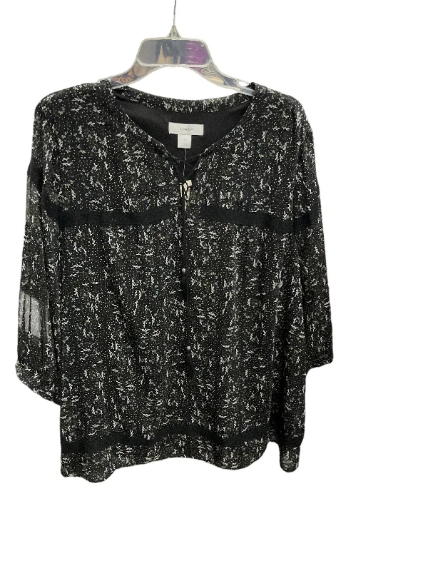 Women's Blouse for HolidayTop Long Sleeve By Cj Banks In Black, Size: 2x