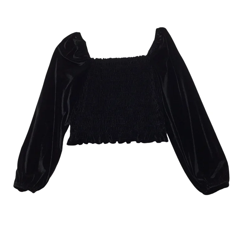 Women's Blouse with Collarless DesignTop Long Sleeve By Cmc In Black, Size: L