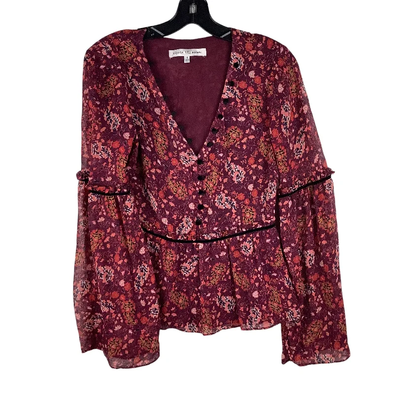 Women's Blouse with Bell SleevesTop Long Sleeve By Cupcakes And Cashmere In Floral Print, Size: 4