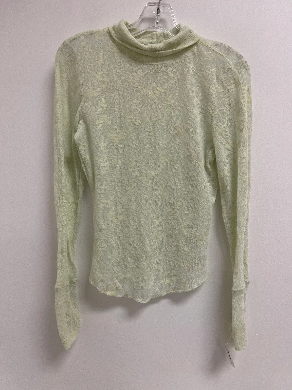 Women's Blouse with Keyhole NeckTop Long Sleeve By Free People In Green, Size: M