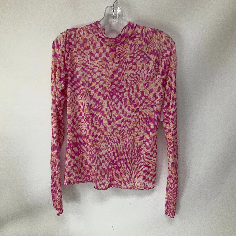 Women's Blouse with Square CollarTop Long Sleeve By Free People In Pink, Size: M