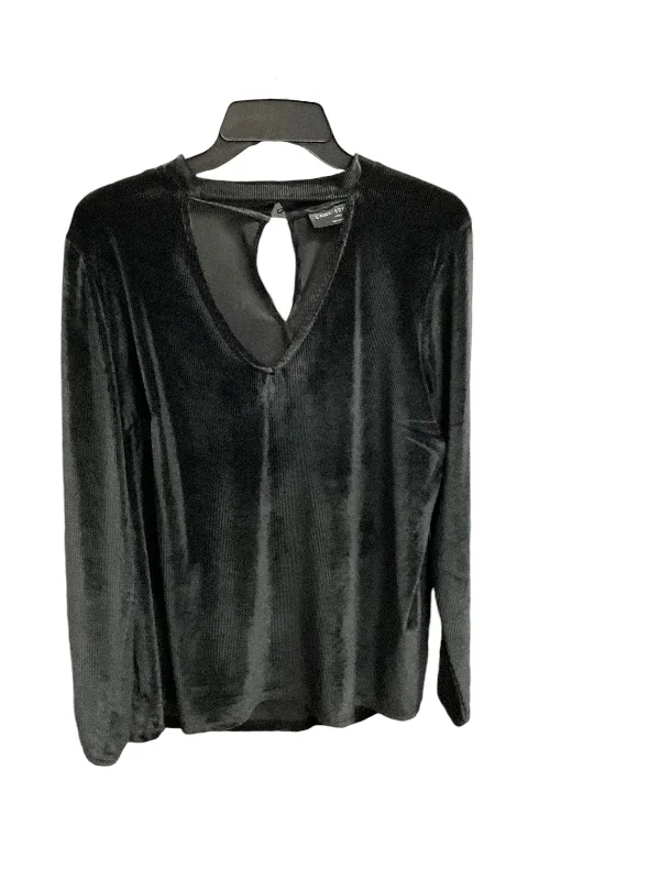 Women's Blouse with ShirringTop Long Sleeve By Lane Bryant In Black, Size: 18