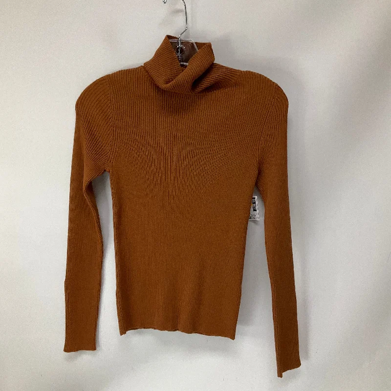 Women's Blouse with Square CollarTop Long Sleeve By Maeve In Orange, Size: Xs