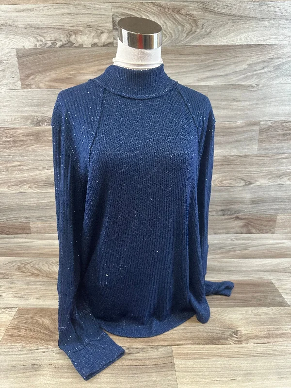 Women's Blouse with Sweetheart CollarTop Long Sleeve By Maurices In Blue, Size: Xl