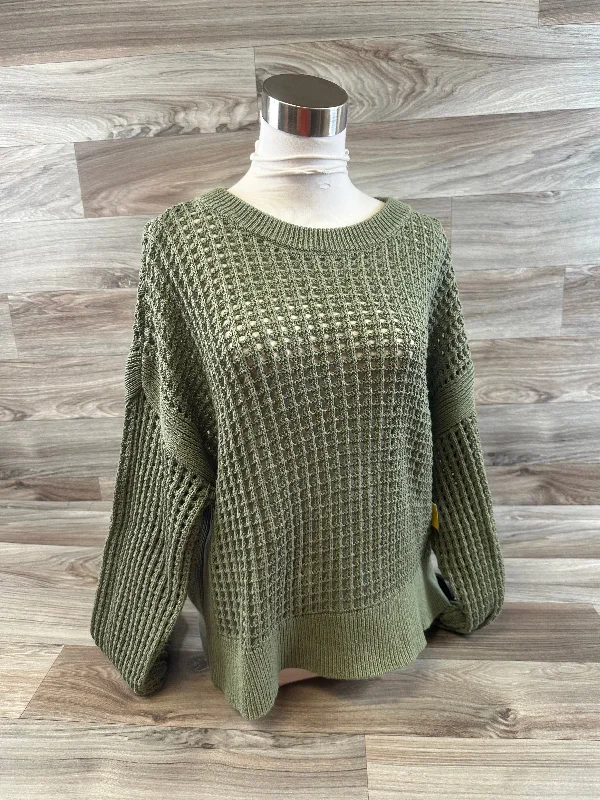 Women's Blouse with Narrow CollarTop Long Sleeve By Old Navy In Green, Size: L