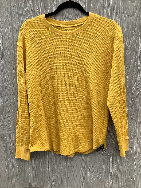 Women's Blouse with Shawl CollarTop Long Sleeve By Time And Tru In Yellow, Size: L