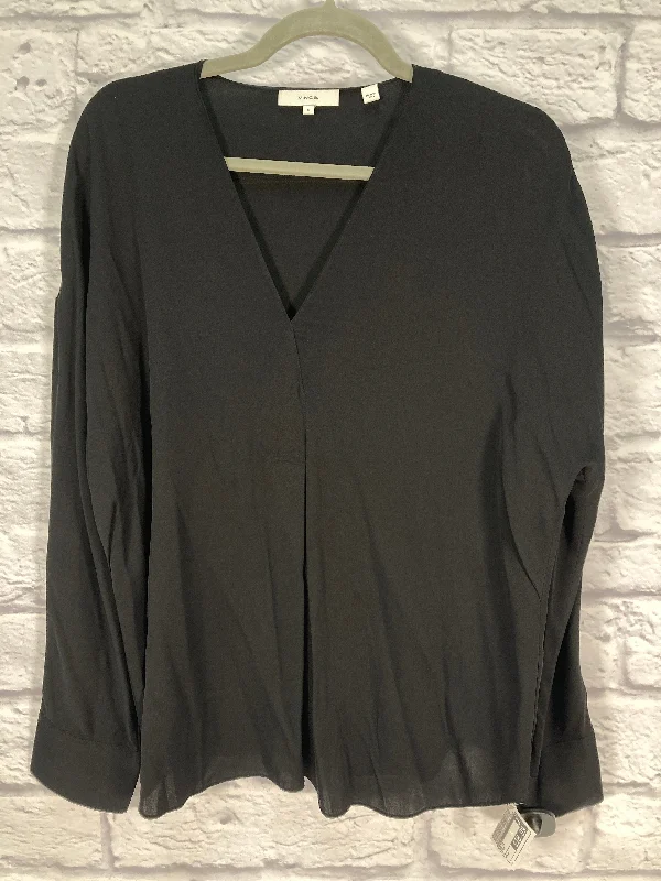 Women's Blouse with Square CollarTop Long Sleeve By Vince In Black, Size: M