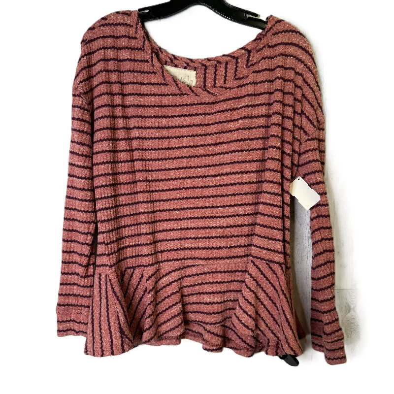 Women's Round-Neck BlouseTop Long Sleeve By We The Free In Pink, Size: L