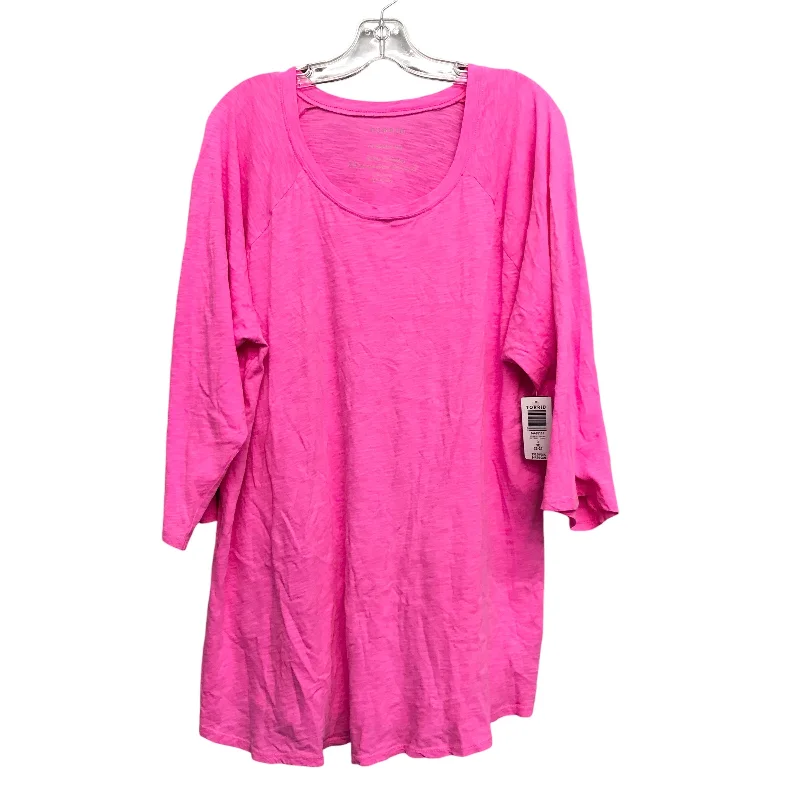 Women's Blouse for WeddingTop Ls Basic By Torrid In Pink, Size:3X