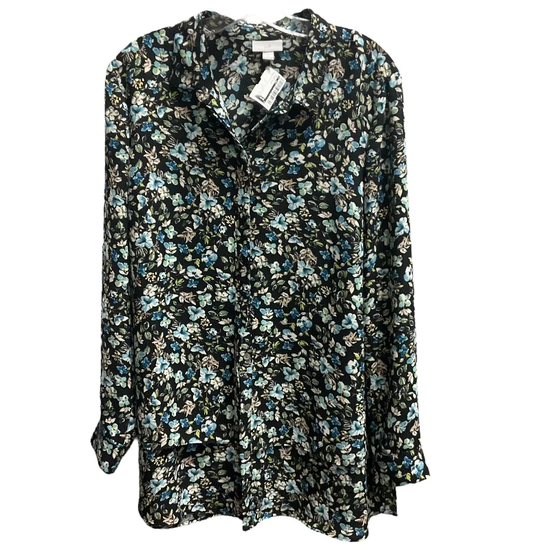 Women's Blouse with Shirt CollarTOP LS by J. JILL In FLORAL PRINT, Size: L