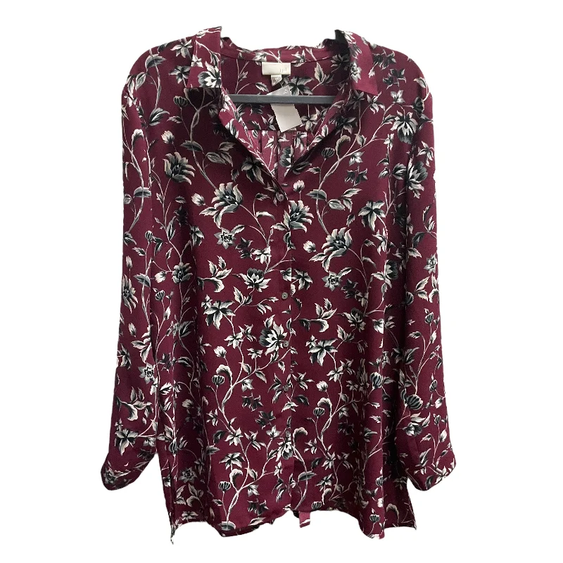 Women's Blouse with Keyhole CollarTOP LS by J. JILL In FLORAL PRINT, Size: L