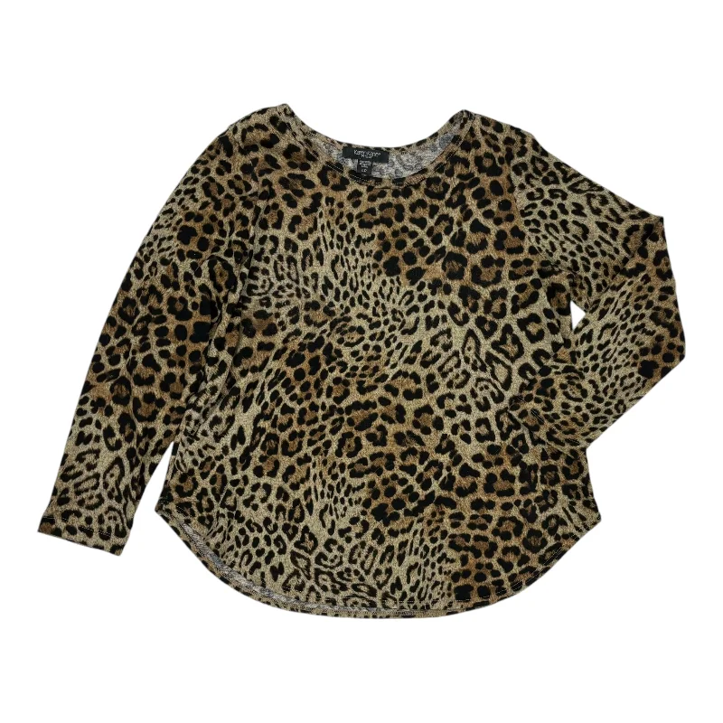 Women's Blouse with Wide CollarTop Ls By Karen Kane In Animal Print, Size:Lp