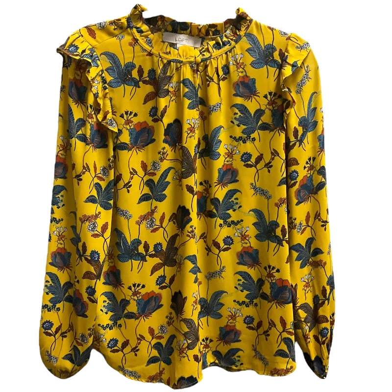 Women's Blouse with V-Shaped CollarTOP LS by LOFT In YELLOW, Size: XS