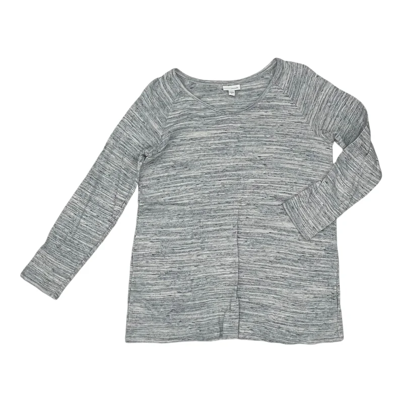 Women's Blouse with V-Shaped HemTop Ls By Pure Jill In Blue & Grey, Size:M