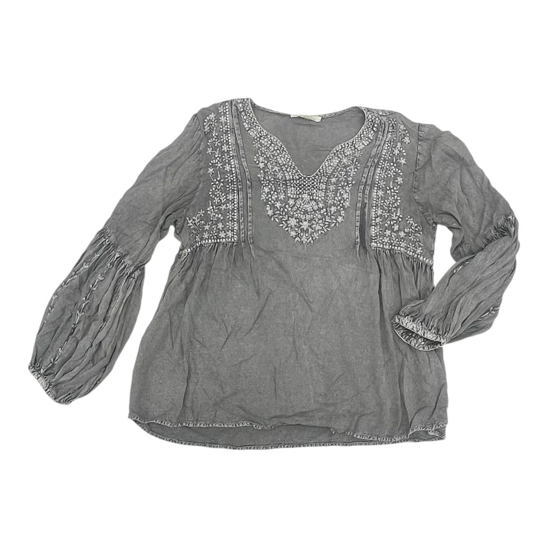 Women's Blouse with High CollarTop Ls By Solitaire In Grey, Size:L