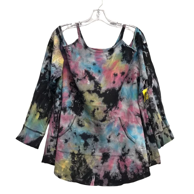 Women's Blouse with TasselsTop Ls By Torrid In Tie Dye Print, Size:3X