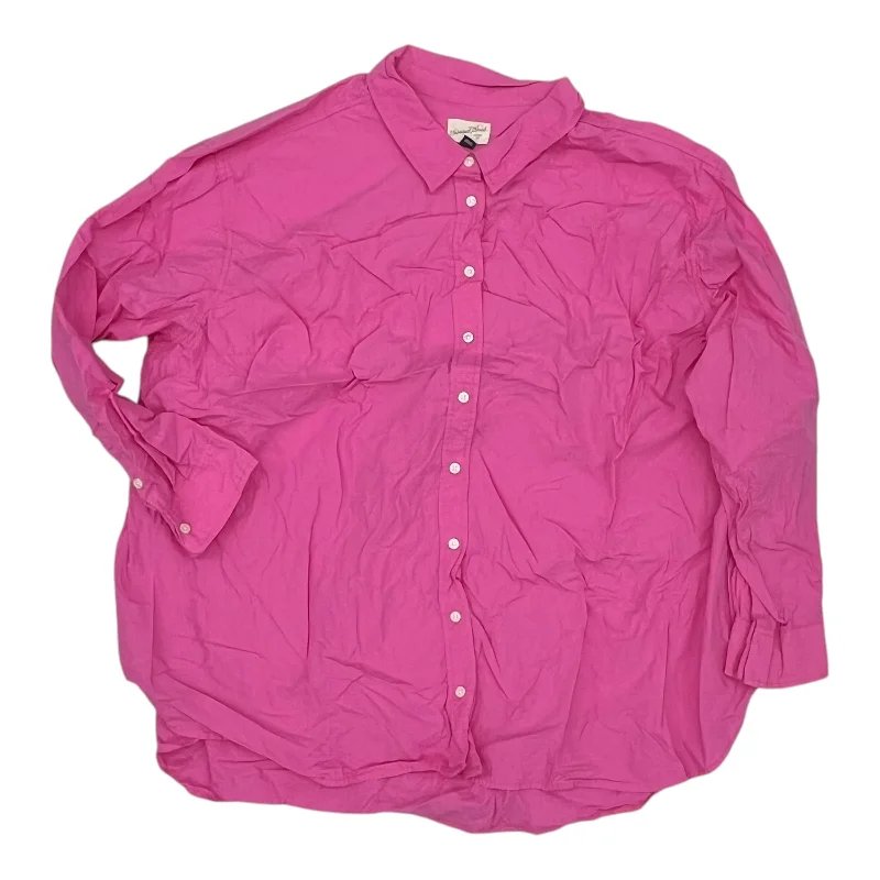 Women's Blouse with Boat CollarTop Ls By Universal Thread In Pink, Size:3X