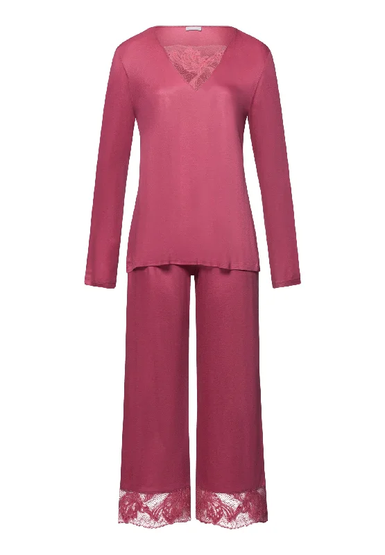 high-quality women's pajama setsEva Lace Accented Crop Pajama Set | Rose Wine 74887-2414