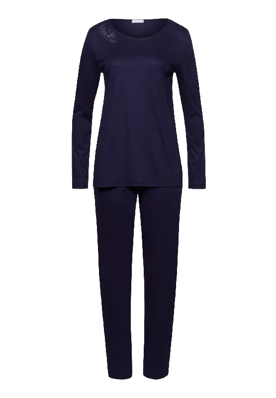 women's pajamas with a touch of luxuryAnne Cotton Long Pajama Set | Evening Blue 74894-2621