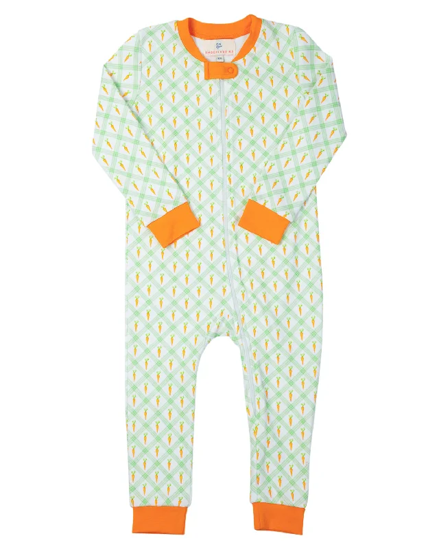 women's pajamas with a blend of comfort, style, and functionalityCarrot Crush Knit Zip Up Pajamas