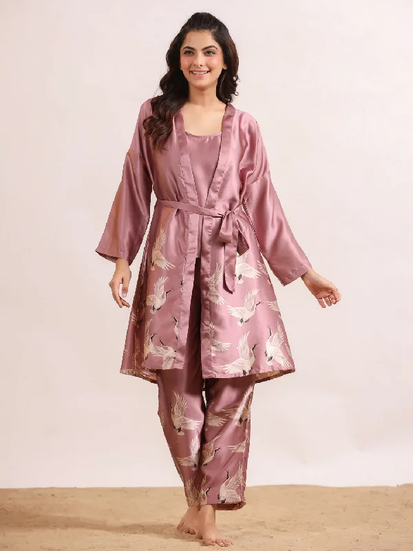 women's pajamas for ultimate relaxation4Pcs Women Poly Satin Night Suit