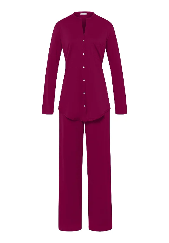 women's pajamas with a charming floral patternCotton Deluxe Cotton Button Front Pajama Set  | Deep Poppy 77956-2405