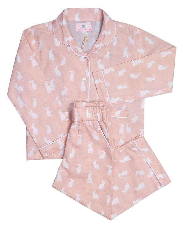 women's button-down pajama shirtsHoppy Bunny Pink Pajama Set-FINAL SALE