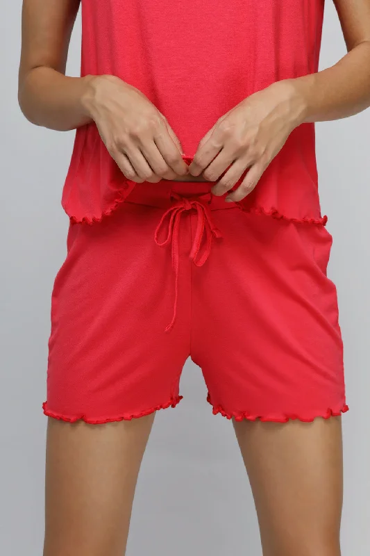 women's pajamas with a sophisticated eleganceLove Red Frill Shorts