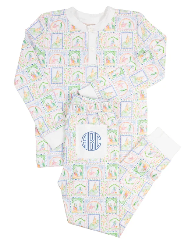 women's pajamas with a classic designNativity Print Pajama Set