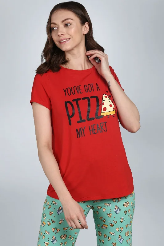 women's pajamas with pockets on the chestPizza My heart Top