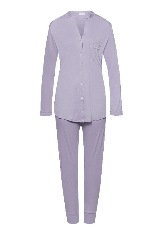 women's pajamas in soft, breathable materialsPure Essence Button Front Soft Cotton Pajama Set | Lavender Aura 77949-2476