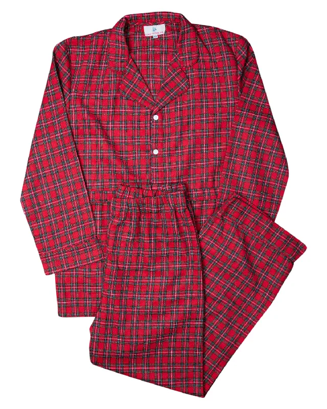 women's pajamas with moisture-wicking fabricRed Tartan Plaid Loungewear for Adults- FINAL SALE