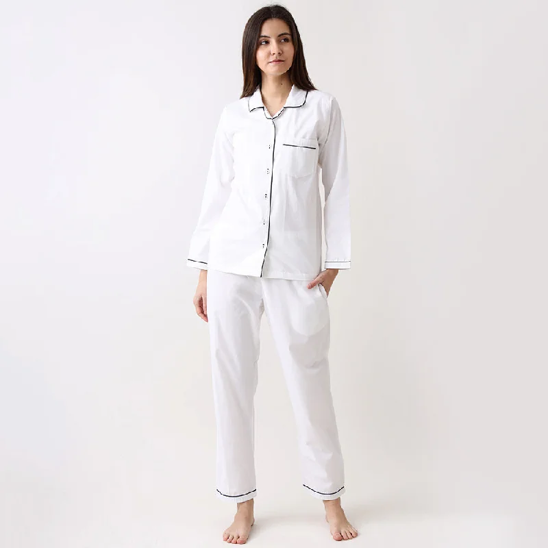 women's pajamas with built-in braWomen Classic White Pajama Set