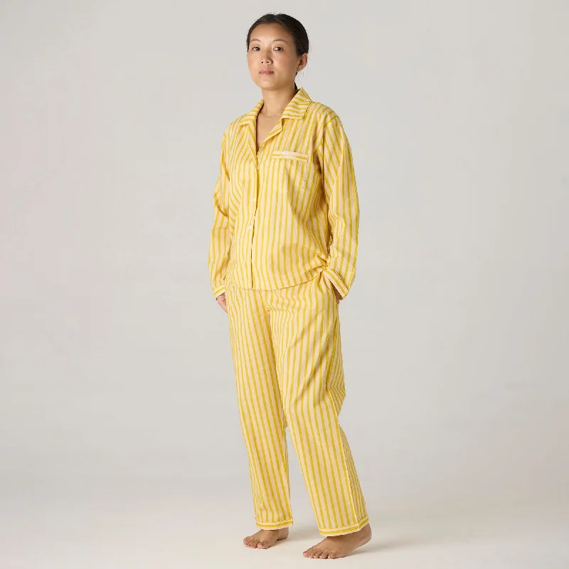 women's pajamas in soft, breathable materialsWomen Lemon Striped Pajama Set